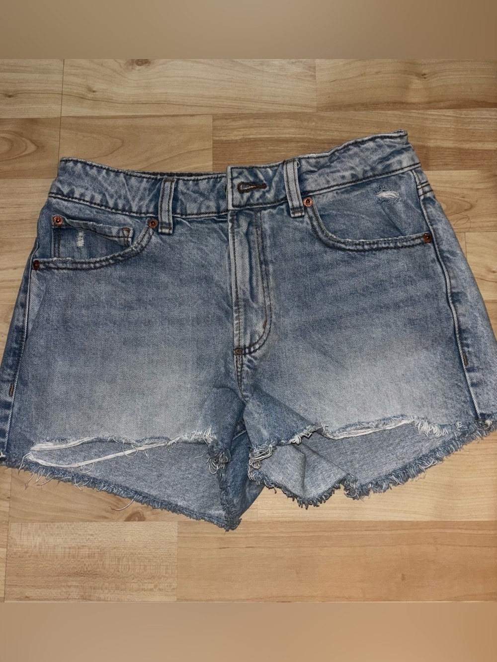 Garage Light Blue High-Rise Denim Jean Shorts